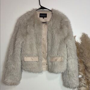 Cream Faux Fur Cropped Jacket